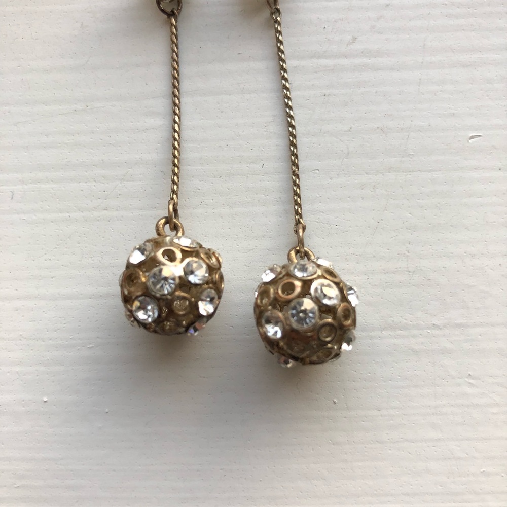 Stunning vintage gold & diamond drop ball earrings - Picture 2 of 7